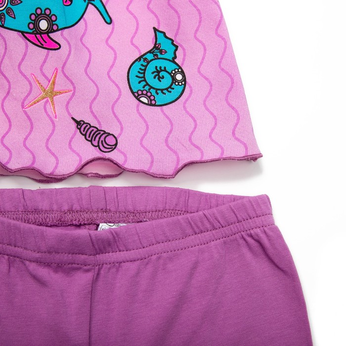 Комплект для девочки туника+брижди, рост 110 см, цвет св.розовый/розовый П-13/1