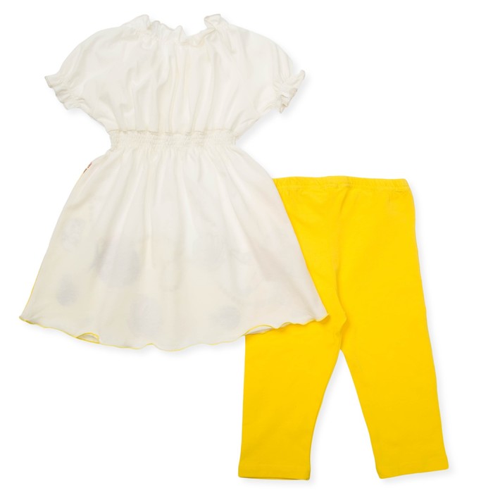 Комплект для девочки туника+брижди, рост 116 см, цвет молочный/желтый П-13/3