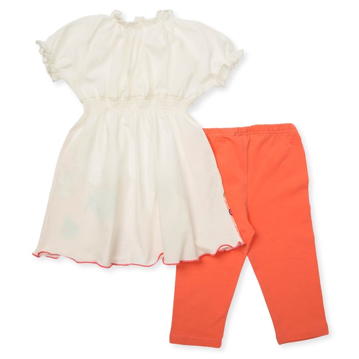 Комплект для девочки туника+брижди, рост 110 см, цвет молочный/коралловый П-13/5