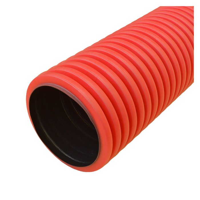 Труба двустенная ПЭ "Промрукав", жесткая, тип 450 (SN10), d=125 мм, красная, 6 м (36м/уп)