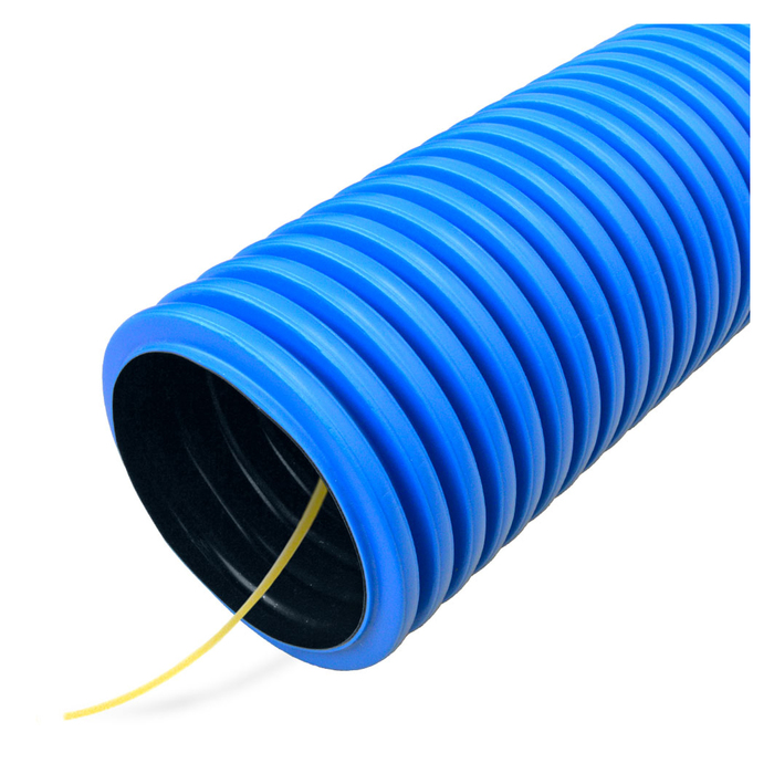 Труба двустенная ПЭ "Промрукав", гибкая, тип 450 (SN20), d=63 мм, с зондом, синяя (100м/уп) 339155