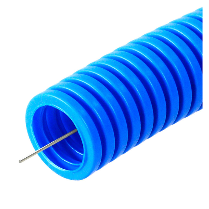 Труба ПП "Промрукав", d=32мм, лёгкая, не распр. горение, с зондом, синяя (25/1375м уп/пал)