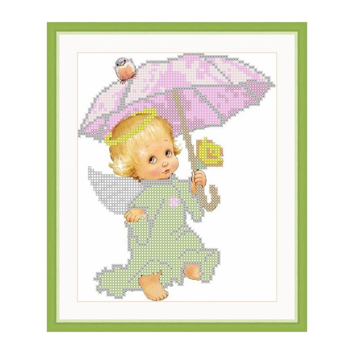 Схема для вышивки бисером "Ангелочек с зонтиком"