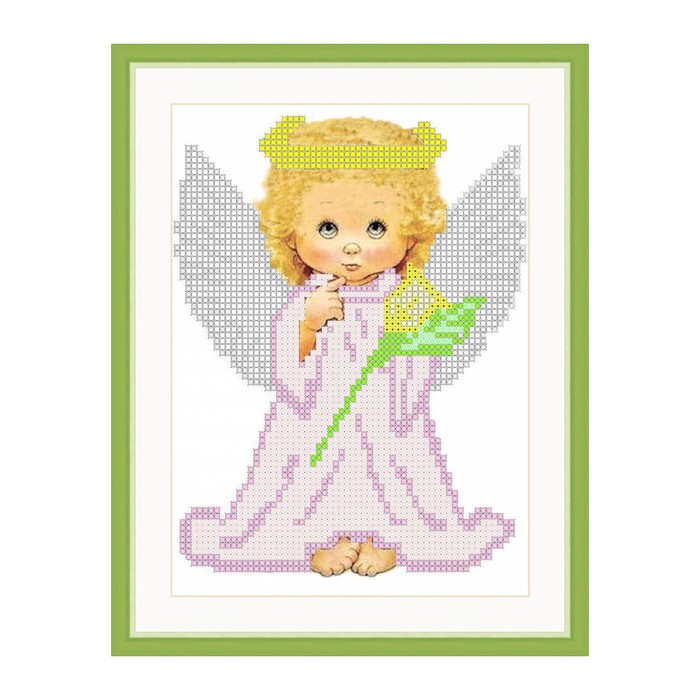 Схема для вышивки бисером "Ангелочек с цветочком"