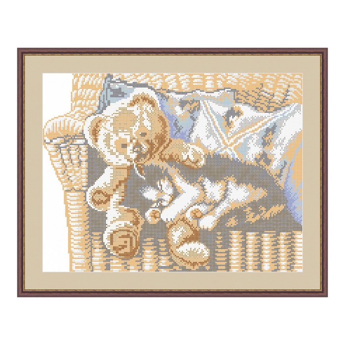 Схема для вышивки бисером "Кошечка с мишкой"