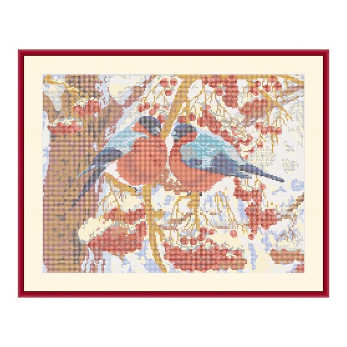 Схема для вышивки бисером "Снегири"