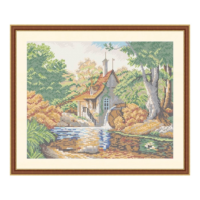 Схема для вышивки бисером "Дом у озера"