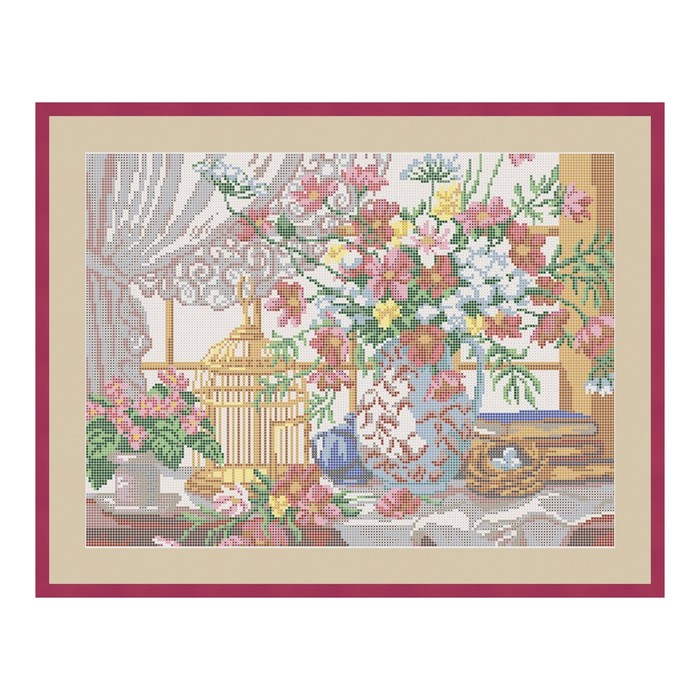 Схема для вышивки бисером "Золотая клетка"