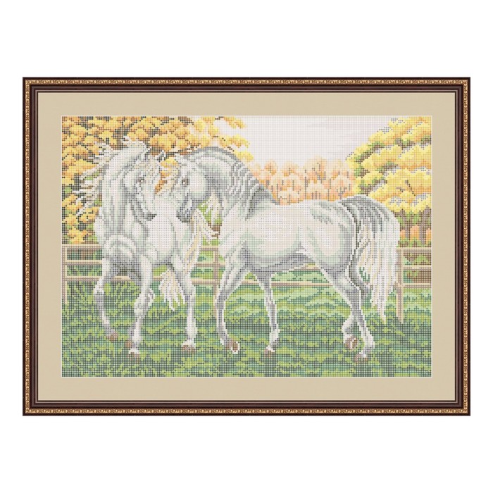 Схема для вышивки бисером "Кони на лугу "