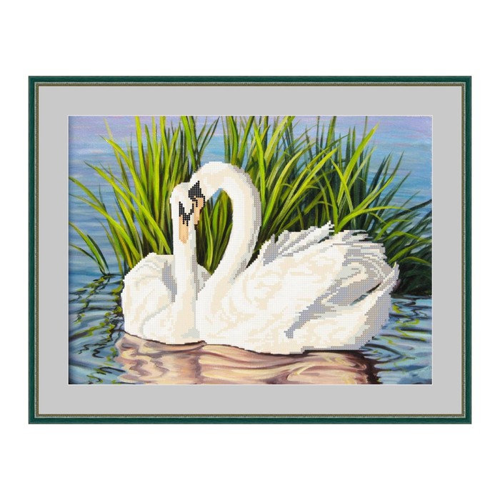 Схема для вышивки бисером "Пара лебедей"