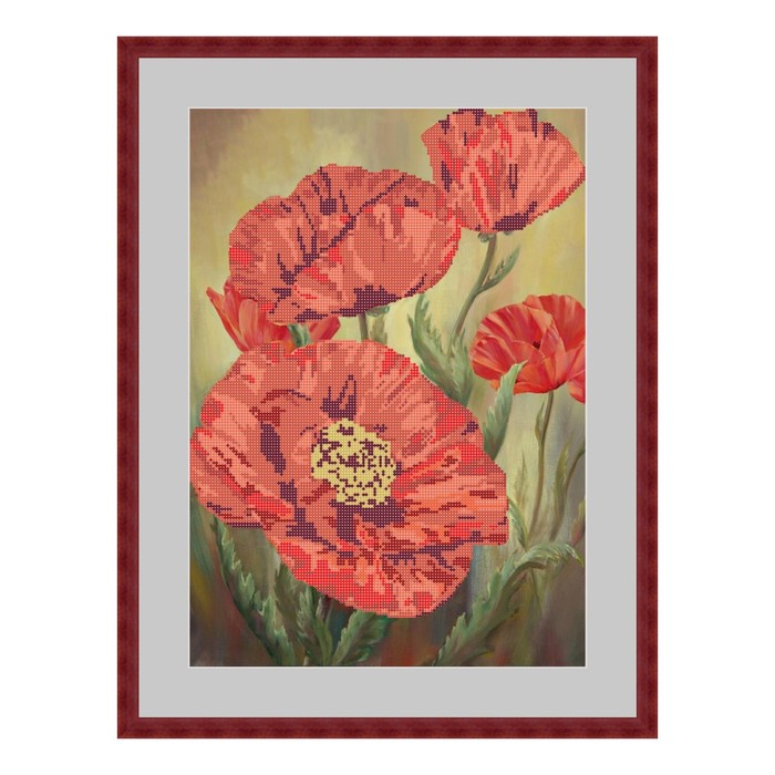 Схема для вышивки бисером "Маки в поле"