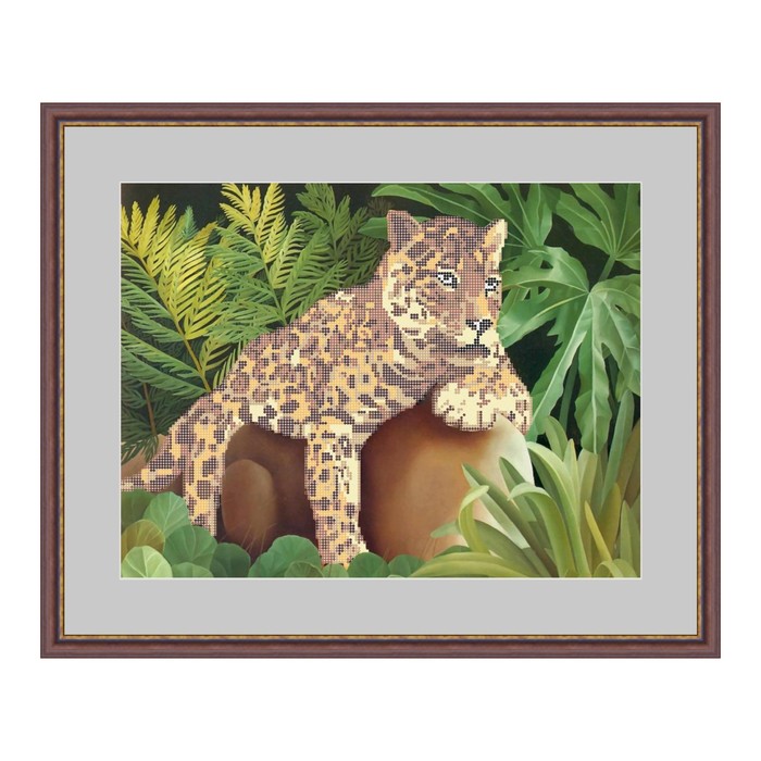 Схема для вышивки бисером "Леопард на камне "