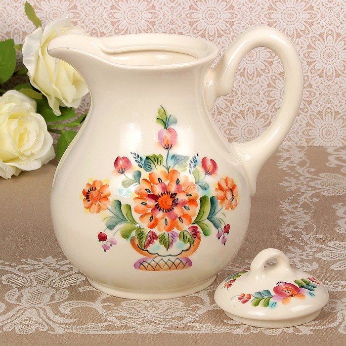 Кувшин «Лето», подсолнух, с крышкой, 1,7 л, 11,5х21,5 см, 1 сорт