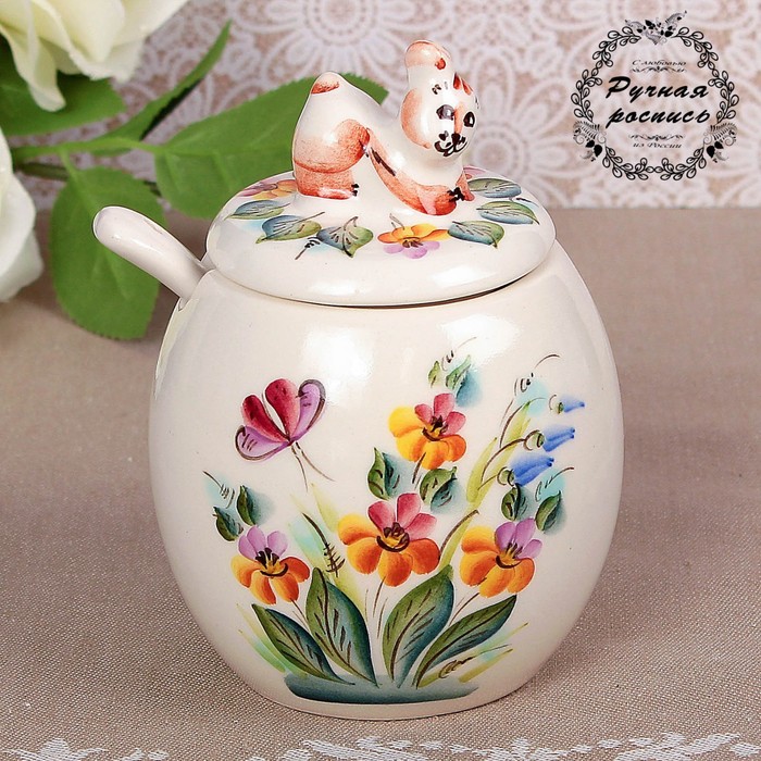 Солонка «Иней», с ложкой, 0,3л, 7 см, 1 сорт