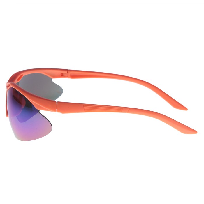 Очки спортивные антифары, оправа с прорезью, линзы зеркальные, пластик, оранжевые, 14х4х5 см