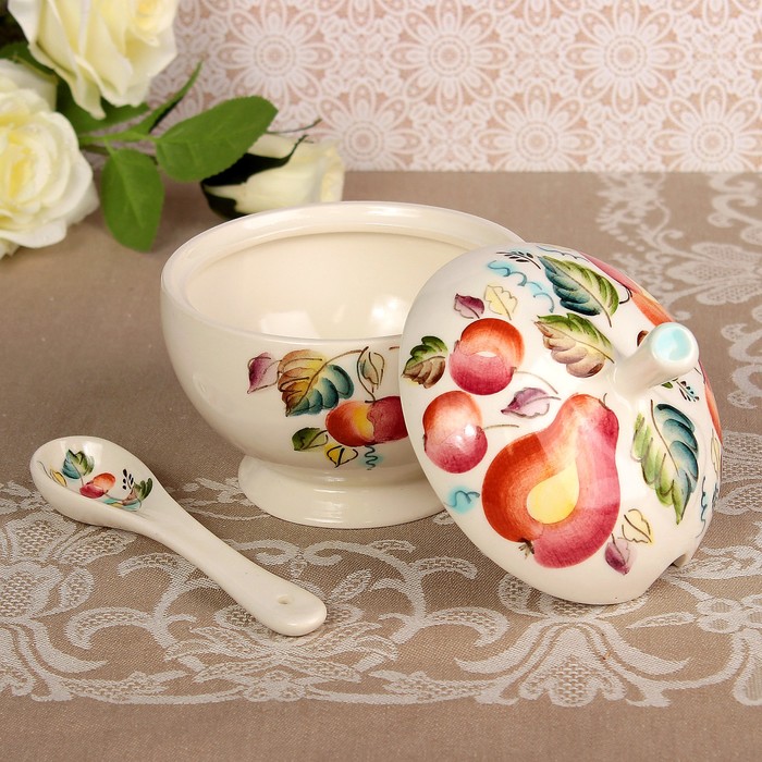 Розетка для варенья «Осенний сад», с ложечкой, 0,44 л, 10х14,1 см, 1 сорт