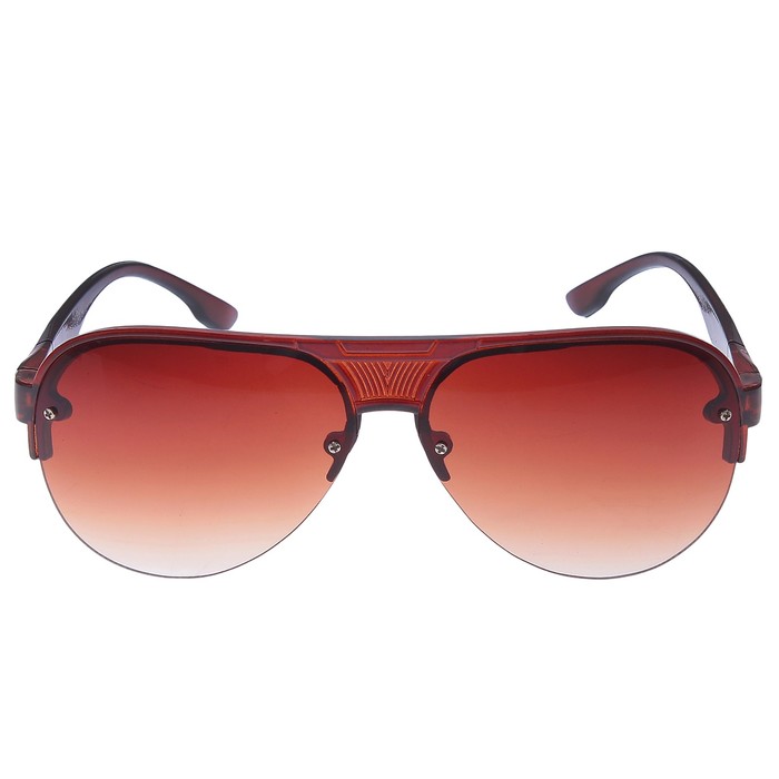 Очки солнцезащитные Авиаторы. Оправа с полосатой выемкой сверху, линзы коричневые, 14х4х5 см
