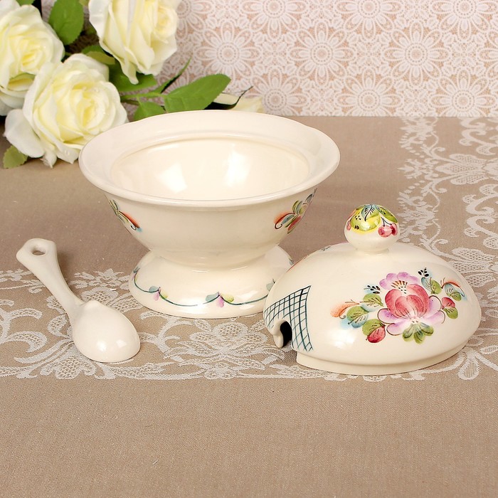 Розетка для варенья «Русский сувенир», с ложкой, 0,43 л, 15,5х15,5 см, 1 сорт