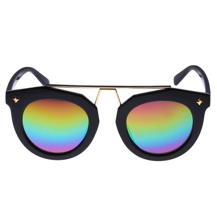Очки солнцезащитные Round. Оправа с металлическими вставками, оправа и линзы микс, 4х14х5 см