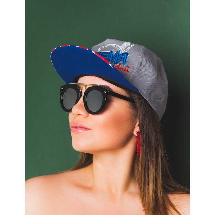 Очки солнцезащитные Round. Оправа с металлическими вставками, оправа и линзы микс, 4х14х5 см