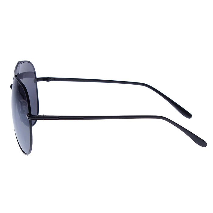 Очки солнцезащитные Авиаторы. Оправа металл чёрная, дужки тонкие, линзы черные, 4х14х5 см