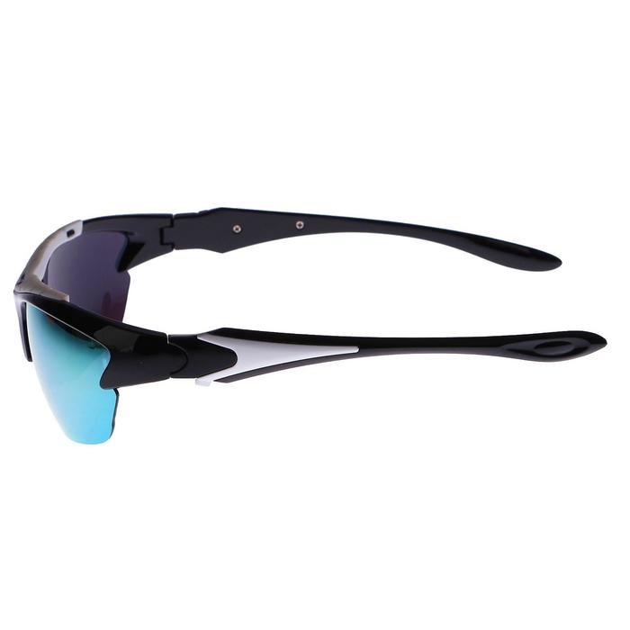 Очки спортивные, линзы под углом, зеркальные, оправа прорезиненная сверху, чёрные, 14х5.5 см