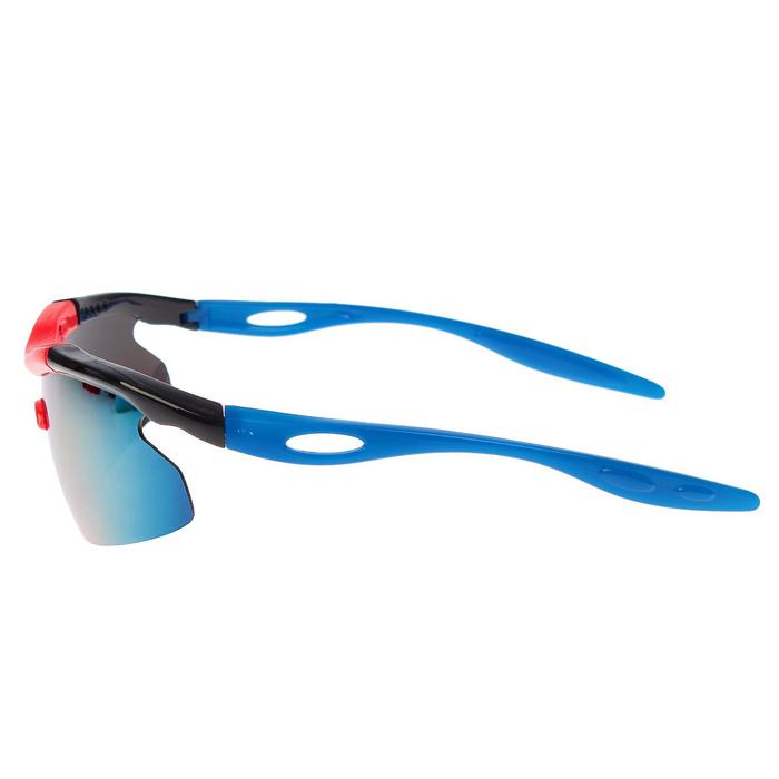 Очки спортивные, линзы под углом, зеркальные, оправа чёрно-красная, дужки синие, 14х5.5 см