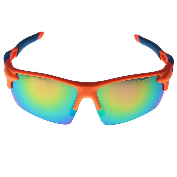 Очки спортивные, линзы под углом, полупрозрачные, зеркальные, разноцветные, микс, 14х5.5 см