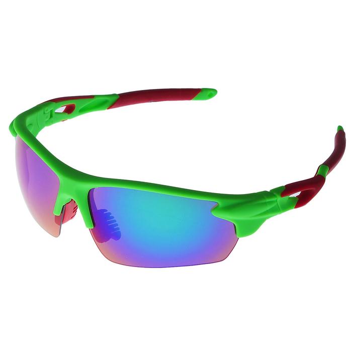 Очки спортивные, линзы под углом, полупрозрачные, зеркальные, разноцветные, микс, 14х5.5 см