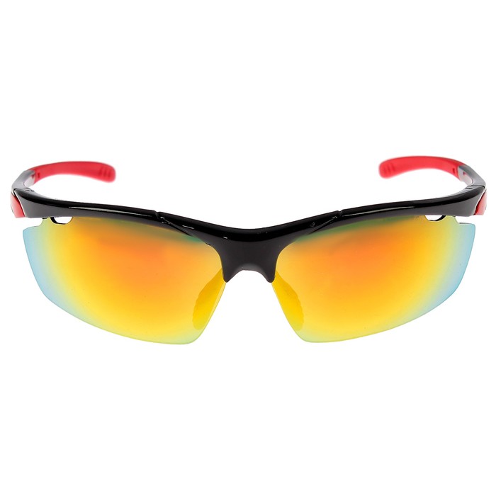 Очки спортивные, линзы под углом, дужки с цветными вставками, микс, 14х5.5 см