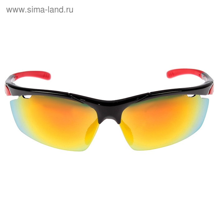 фото Очки спортивные, линзы под углом, дужки с цветными вставками, микс, 14х5.5 см
