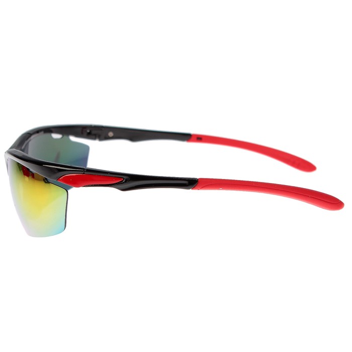 Очки спортивные, линзы под углом, дужки с цветными вставками, микс, 14х5.5 см