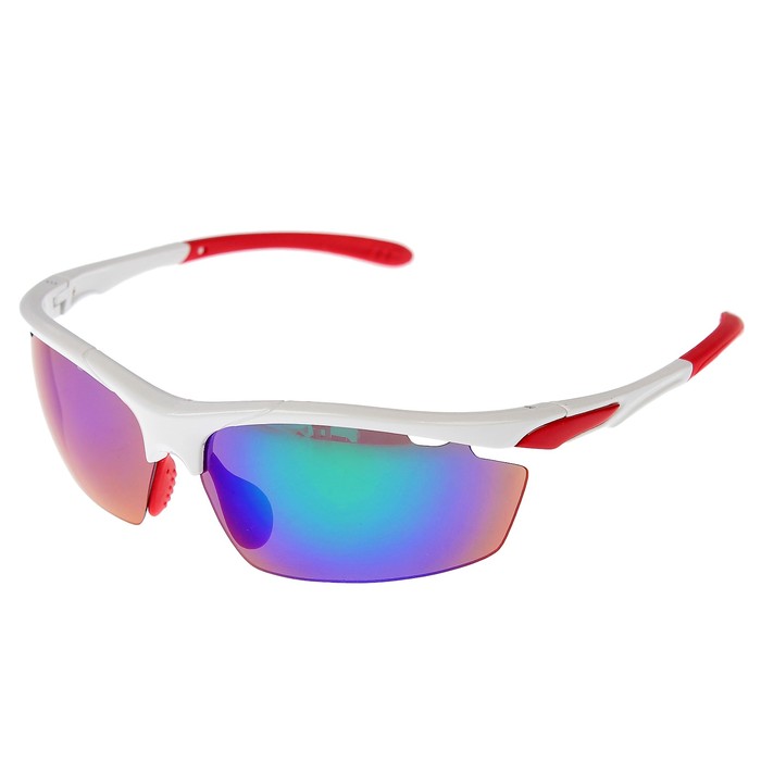 Очки спортивные, линзы под углом, дужки с цветными вставками, микс, 14х5.5 см