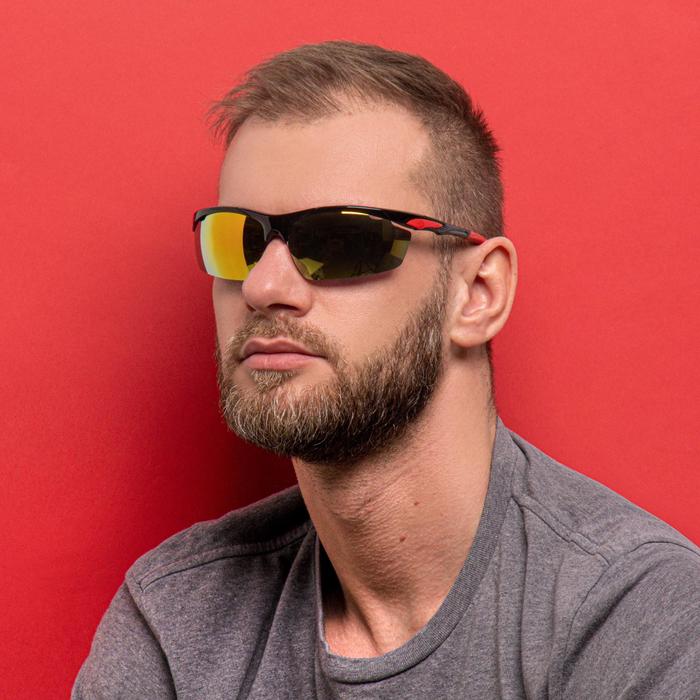 фото Очки спортивные, линзы под углом, дужки с цветными вставками, микс, 14х5.5 см