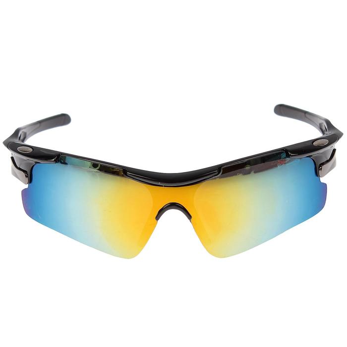 Очки спортивные, линзы под углом, оправа овальные металлические вставки, микс, 14х5.5 см