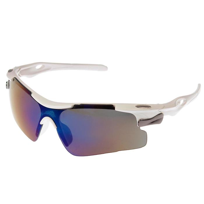 Очки спортивные, линзы под углом, оправа овальные металлические вставки, микс, 14х5.5 см