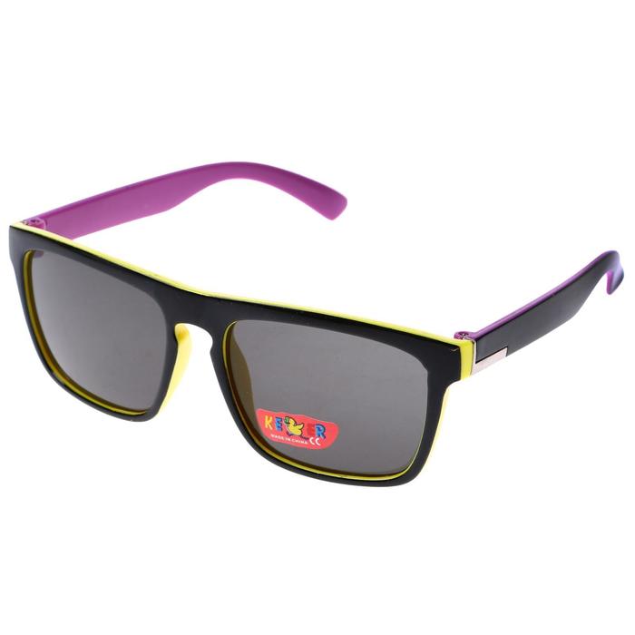 Очки солнцезащитные детские Square. Оправа с металл. уголком, микс, линзы чёрные, 12.5 см