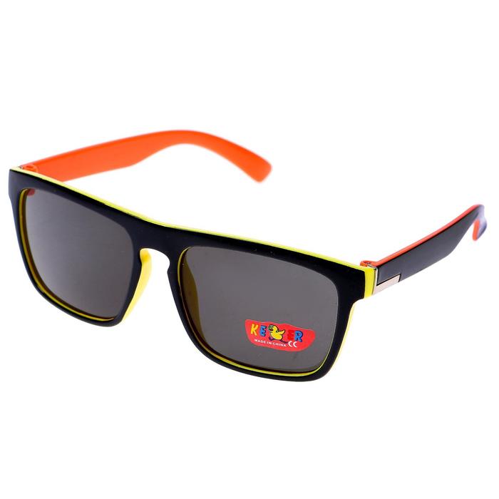 Очки солнцезащитные детские Square. Оправа с металл. уголком, микс, линзы чёрные, 12.5 см