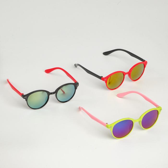 Очки солнцезащитные детские Round. Оправа с пластиковыми вставками, микс, 12.5х4.5 см