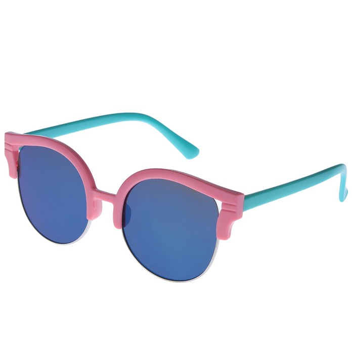 Очки солнцезащит-е детские Round. Оправа сверху, двухцветная, линзы зеркальн., микс, 12.5 см