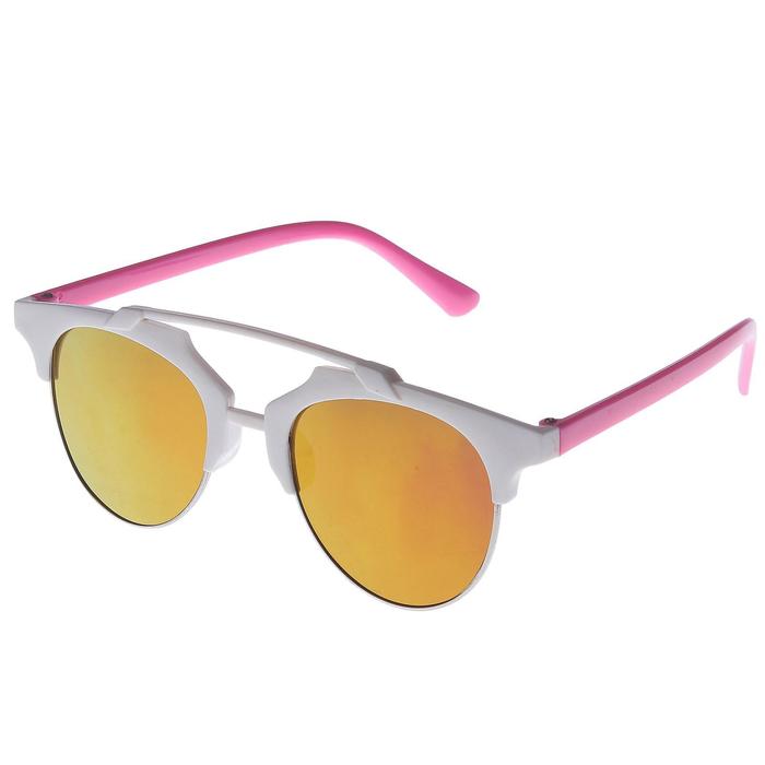 Очки солнцезащитные детские Round. Планка сверху, двухцветные, линзы радужные, микс, 12.5 см