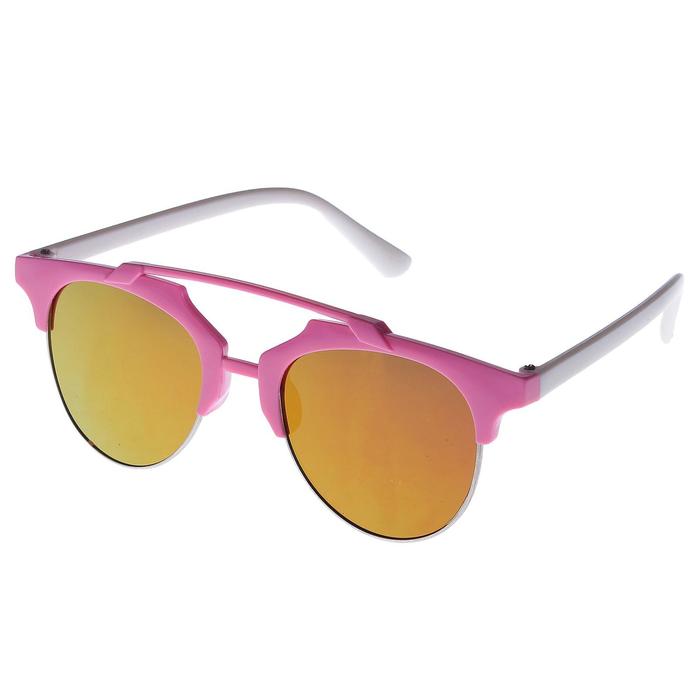Очки солнцезащитные детские Round. Планка сверху, двухцветные, линзы радужные, микс, 12.5 см