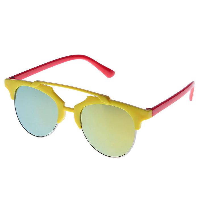 Очки солнцезащитные детские Round. Планка сверху, двухцветные, линзы радужные, микс, 12.5 см