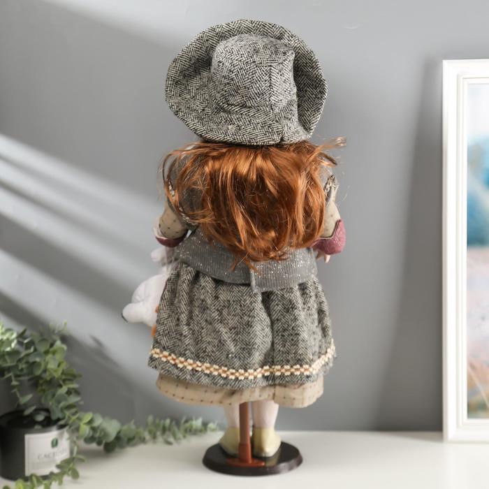 Кукла коллекционная керамика "Жанна с мишкой" 60 см