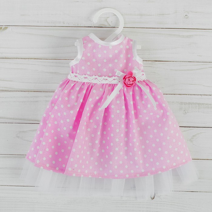 Платье кукольное "Розовый горох"
