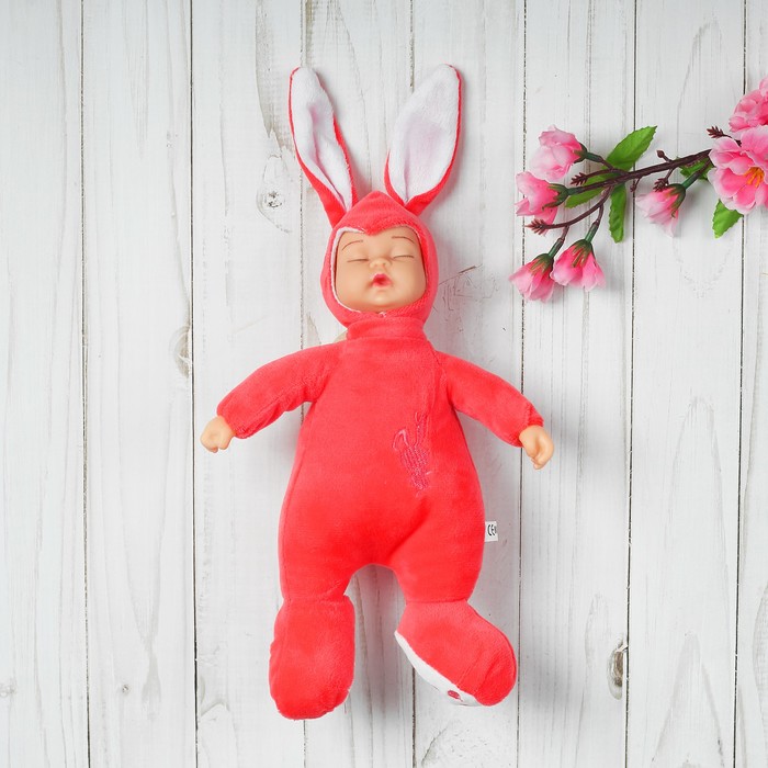 Мягкая игрушка "Кукла в костюме зайки", закрытые глазки, цвета микс