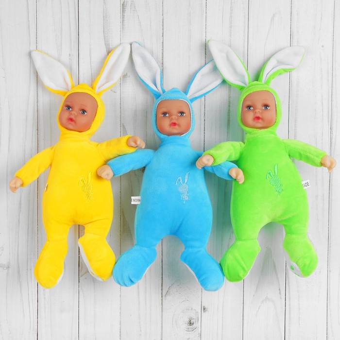 Мягкая игрушка "Кукла в костюме зайки", цвета микс