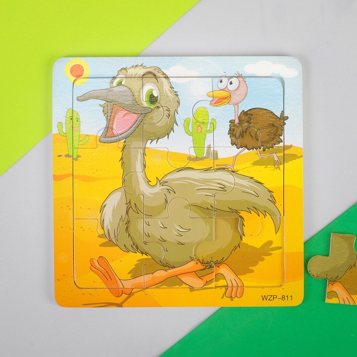 Пазл "Весёлый страус", 9 элементов