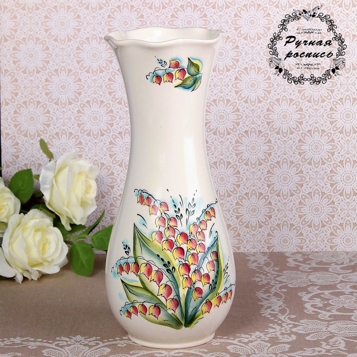 Ваза «Клевер», ландыши, 1,5 л, 12,5×12.5×30 см, 1 сорт