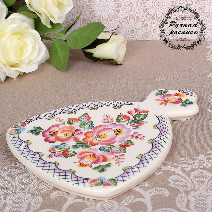Доска разделочная «Русский сувенир», цветы, 17,5х22,5 см, 1 сорт